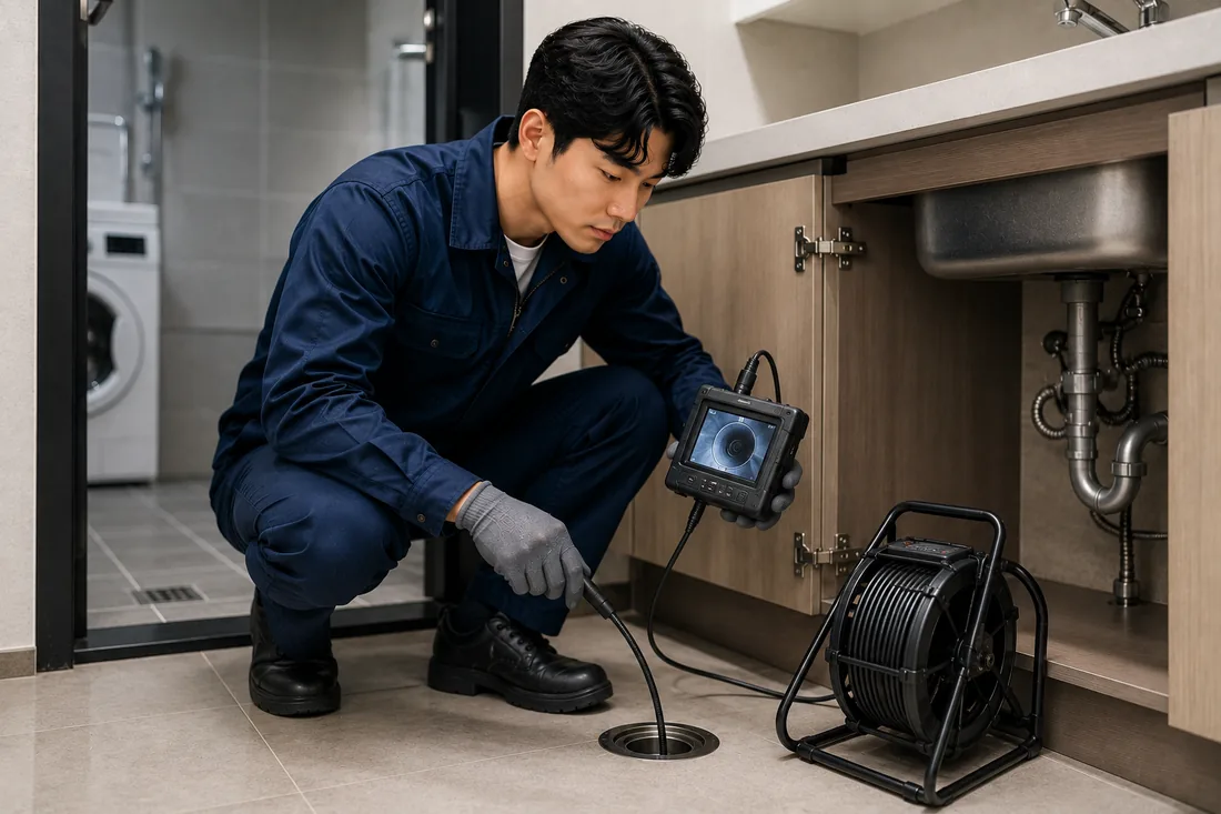 서울 서북·도심권 싱크대막힘 배관 내부 촬영